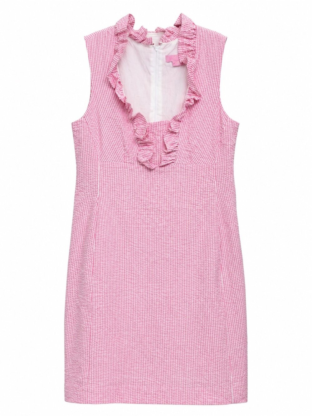 Lilly Pulitzer Pink & White Seersucker Ruffle Dress